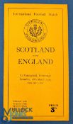 1939 Scotland v England Rugby Programme: Traditional slim orange Scots issue from Murrayfield's last