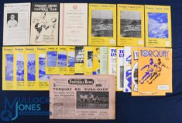 Selection of Torquay Utd home match programmes 1948/49 Norwich City (ph), 1951/52 Swindon Town (