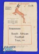Rare 1906 Wales v S Africa Rugby Programme: Not often seen, the Swansea offering for the match
