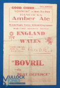 1940 Wales v England Rugby Programme: Red Cross War Charities Fundraiser at Cardiff during the '