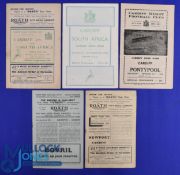 Cardiff Home Rugby Programmes (5): v S Africa 1951 (worn) and 1960; v Coventry Mar 1948; v