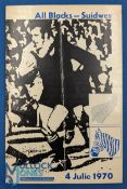 NZ 1970 at SW Africa 4/7/70, Rugby Programme signed by Jan Ellis: Pocket-sixed glossy, 36pp, one