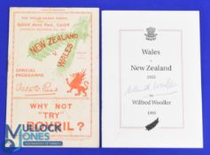 1935 Wales v New Zealand Rugby Programme etc (2): Great pair: the 12pp plus attractive coloured-