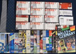 Selection of football memorabilia to include programmes 1987 Wales v USSR, 1991 Wales v Brazil, 1991
