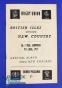 1959 British and I Lions v NSW Country Rugby Programme: Another rarity from up-country. Only