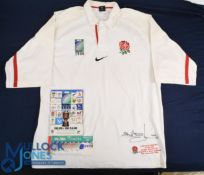 RWC 1999 England Matchworn Jersey, Programme and Tkt (3): England legend Lawrence Dallaglio has
