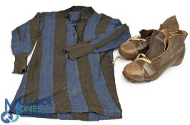 Period Embekay C M Buckham Autograph Leather Football Boots and Shirt, both child's size, the