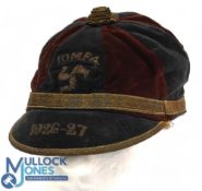 1926-1927 Isle of Man Football Association Football Cap, missing its lining and tassel, otherwise