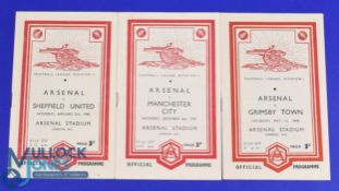 1947/48 Arsenal home match programmes v Manchester City, Sheffield Utd, Grimsby Town (Arsenal