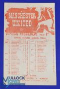 1945/46 Northern League Manchester Utd v Leeds Utd single sheet match programme 24 November 1945;