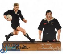 Sean Fitzpatrick and John Kirwan Signed Painted Wooden Rugby Figures (2): Further iconic names
