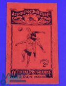 1929/1930 Arsenal v Derby County Div. 1 match programme at Highbury 12 October 1929, rust to staple,