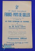 1955 France v Wales Rugby Programme: From that run of 'Fifties French Flimsies', scarce and