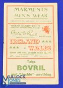 Victory Match, Wales v Ireland 1946 Rugby Programme: 1st postwar meeting for the sides, Cardiff