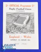 1931 England v Wales Rugby Programme: The 4pp foldover Twickenham card, in VG condition