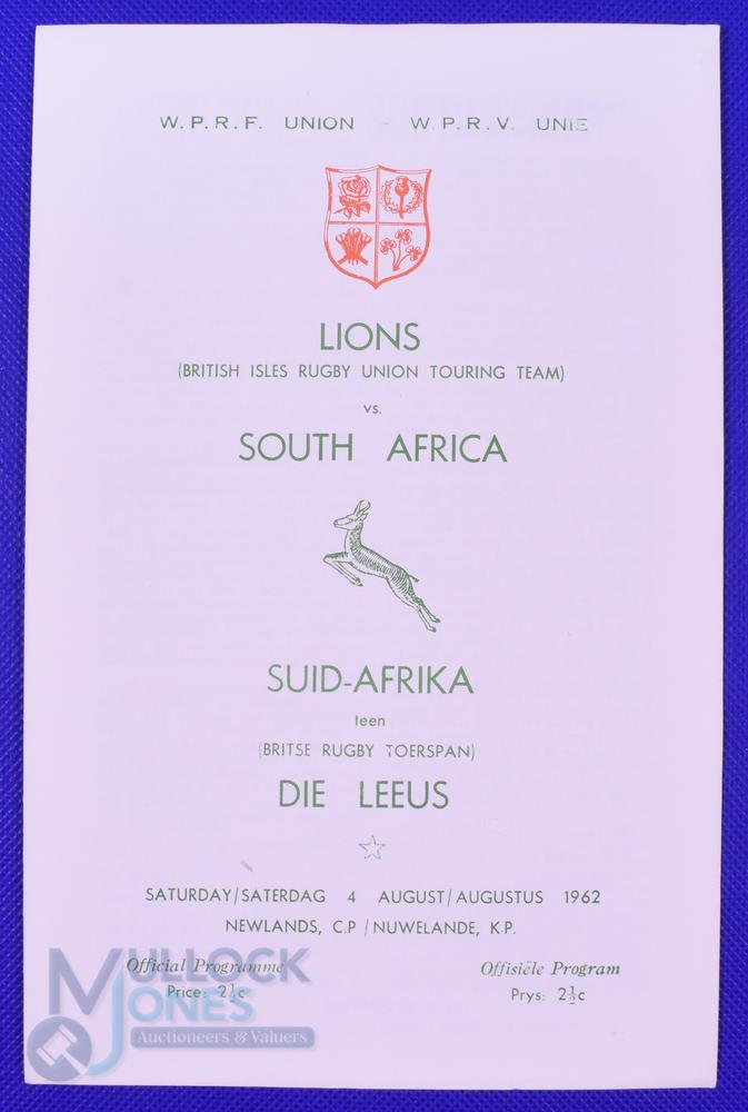 Scarce 1962 British and I Lions Test Rugby Programme: The 4pp issue for the Third Test at