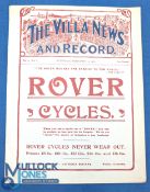 1907 Aston Villa Reserves v Kidderminster Harriers - Football Programme, Birmingham and District