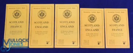 1948-52 Scotland v England and France Rugby Programmes (5): v England 1948, 50 and 52; v France 1948