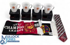 Manchester United Football Mugs and Tie, to include v Everton 21st November 2009 x 2, v Besiktas