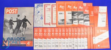 Selection of Arsenal match programmes 1946/47 away at Chelsea (FAC) (age wear); homes 1947/48