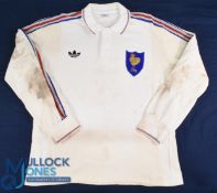 1988 Philippe Sella Matchworn French Rugby Jersey: No. 13 large white Adidas jersey from the