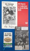 1970 All Blacks in SA Rugby Itineraries etc (4): Variety of fixture cards etc from the Cape Times,