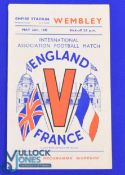 1945 England v France Victory Europe 'V' issue, 4 page, 26 May 1945 at Wembley; fair/good. (1)