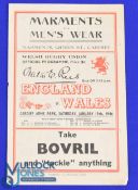 Victory Match, Wales v England 1946 Rugby Programme: First post-WW2 meeting of the old rivals, a big