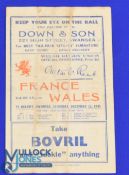 Victory Match, Wales v France 1945 Rugby Programme: First issue from these postwar clashes at