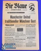1961/62 Pre-season tour match programme Bayern Munich v Manchester Utd 9 August 1961 large 'Die