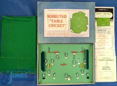 1950s Subbuteo Cricket Set. The set comes with 8 celluloid fielders on white bases, 2 celluloid