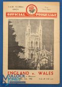 1940 England v Wales Rugby Programme: Wartime card issue from Gloucester, interesting. Good