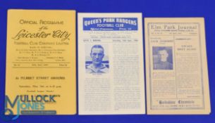 1946/47 Leicester City v WBA Div. 2 programme; 1946/47 Queens Park Rangers v Reading Div. 3 (S),