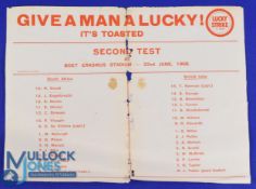 1968 British and I Lions v S Africa 2nd Test Rugby Programme Insert: Possibly an insert for the