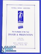 1993 Football Writers Association Menu/Toasts/Entertainment for the Footballer of the Year Dinner