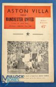 1948/49 Aston Villa v Manchester Utd Div. 1 souvenir (pirate) match programme, large red/white issue