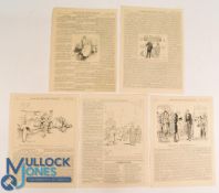 1924-5 'Punch' Rugby Cartoon Pages (5): Carefully extracted pages from a century ago, five great