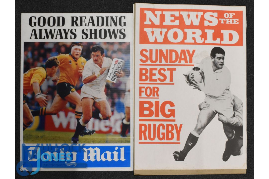 Different! Full Size Rugby Press Ad Placards (5): c1990s, 30" x 20", mounted wall/lamppost ads, some - Image 1 of 3