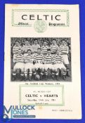 1951/52 Season curtain raiser Celtic v Hearts, St Mungo Trophy match programme 14 July 1951; small