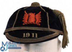 1911 Epsom College Rugby Honours Cap: Lovely old badged Epsom College example, VG