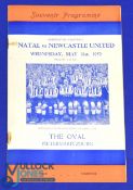 1952 Tour match programme Natal v Newcastle Utd at The Oval, Pietermaritzburg 21 May 1952; small