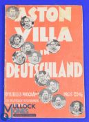 Pre-War in Berlin: Scarce issue Germany Select XI v Aston Villa tour match programme 15 May 1938