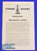1961/62 End of season friendly match programme Amsterdam Select XI v Manchester Utd in Holland 22