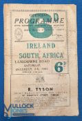 1951 Ireland v South Africa Rugby Programme: The Springboks' visit to Lansdowne Road, very well-worn