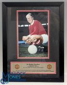Bobby Charlton Manchester United Signed Colour Photograph, mounted and framed - size #39cm x 50cm