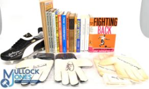 Collection of football memorabilia to include Retro signed Puma football boot Ron Boyce autograph
