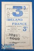 1947 Ireland v France Rugby Programme: Full detailed issue, as Ireland began their brief but