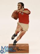 Signed Painted Wooden Figure, Wales and Lions Rugby Wing John Bevan: One of John Wilesmith's