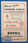1947 Wales v England Rugby Programme: First Championship clash post-war, some wear