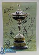 2012 Ryder Cup Golf Photograph, multi signed by Jose Marie Olazabal (Capt), M Kaymer, J Rose, G